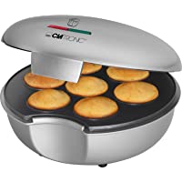 Clatronic MM 3496 Máquina de Hacer Magdalenas Muffins Cupcakes- Placa Antiadherente- 900 W- Plástico- Plateado